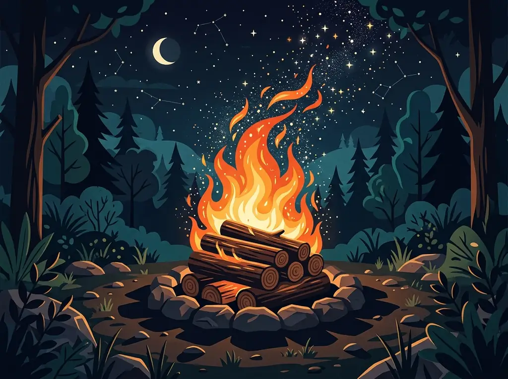 Cozy glowing tent in the forest